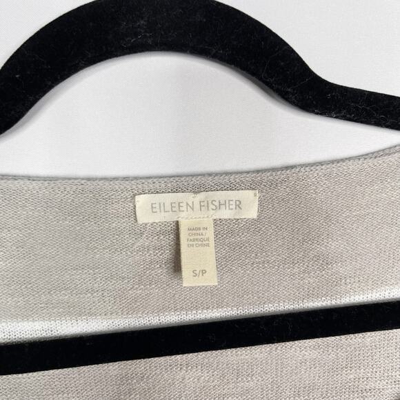 Eileen Fisher Small S Cream White Striped Oversized Top Organic Cotton Linen - Picture 6 of 7